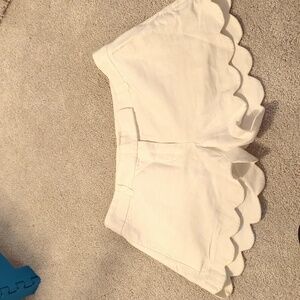 JCrew White scallop linen shorts